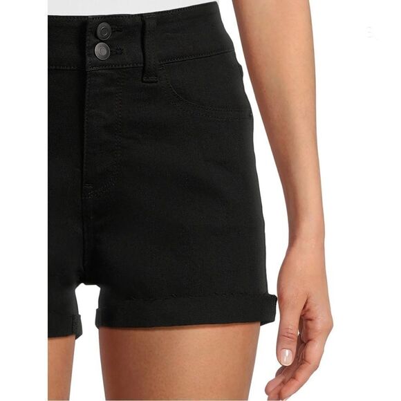 Women’s Black Denim Midrise Double Button Shorts Size 19 - Picture 6 of 7